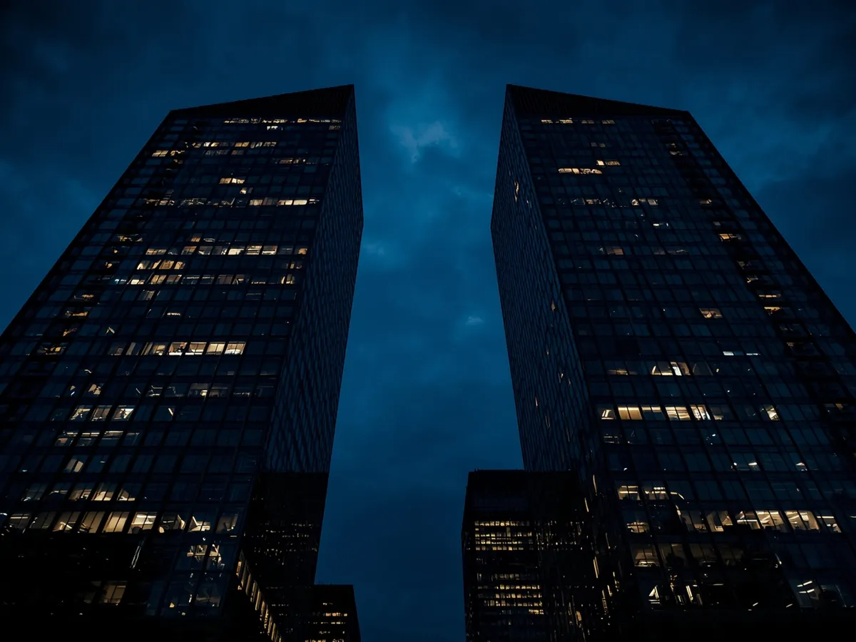 Glass towers at blue hour
